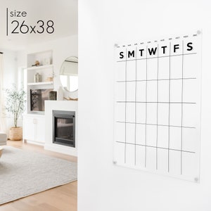 Vertical Acrylic Calendar Acrylic Wall Calendar Minimalist Home Decor Dry Erase Calendar XX104 26" x 38"