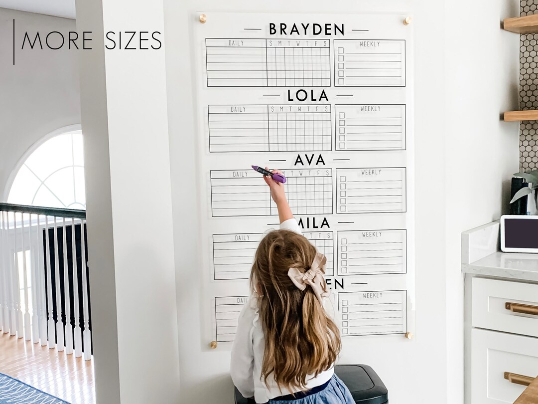 5 Kid Dry Erase Chore Chart for Wall in Mudroom or Kitchen Etsy