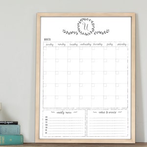 Dry-Erase Whiteboard Custom Family Calendar Framed Board - personalized calendar - framed, command center, kitchen, organizer