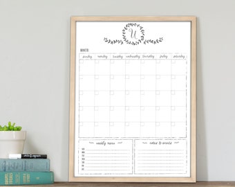 Dry-Erase Whiteboard Custom Family Calendar Framed Board - personalized calendar - framed, command center, kitchen, organizer
