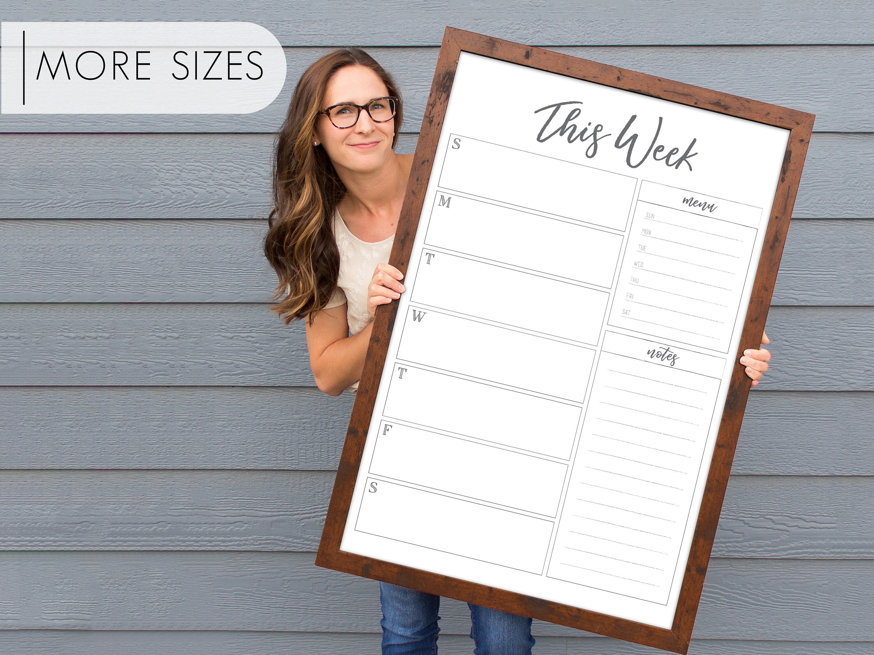Framed Dry Erase Weekly Calendar on Whiteboard With Free - Etsy