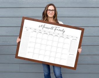 Monday Start Calendar, Dry Erase Wall Calendar with Custom Sections, Monday To Sunday Monthly Calendar, Family Command Center With Calendar
