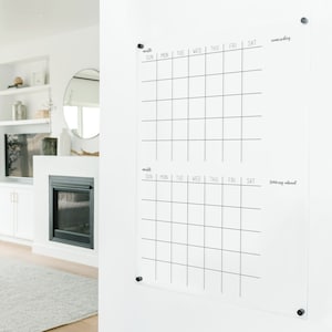 2-Month Acrylic Calendar with notes | Large Dry Erase Acrylic Calendar for Wall with 2 Months