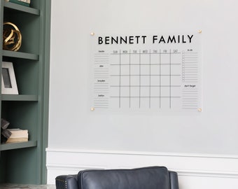 Large Acrylic Family Calendar | Dry Erase Family Command Center | Personalized Acrylic Calendar