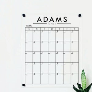 Family Name Acrylic Wall Calendar, Custom Dry Erase Large Calendar - standoff floating calendar, Modern, personalized gift -  #XX05