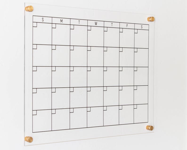 Clear Acrylic Minimalist Calendar 23x18 Horizontal Dry Erase Etsy