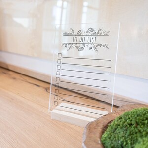 Personalized Acrylic Dry Erase To Do List with woodstand for Office or Home Desk | Daily Planner or Weekly to do List | More Sizes & Colors