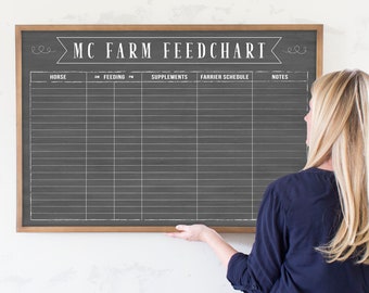 Dry Erase Horse Feed Chart, Feeding Schedule for Horse Stable or Boarding, Animal Pet Feeding Chart, Breeding Chart, #36118