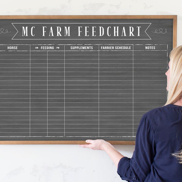 Dry Erase Horse Feed Chart, Feeding Schedule for Horse Stable or Boarding, Animal Pet Feeding Chart, Breeding Chart, #36118