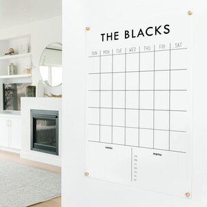 Personalized Family Acrylic Wall Calendar in Multiple Sizes , Dry-Erase Acrylic Calendar