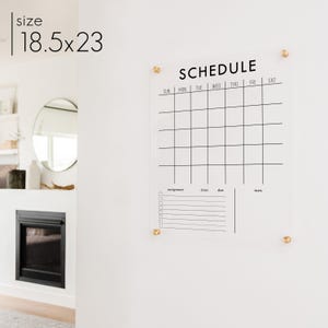 18.5x23 Acrylic school or homeschool wall calendar and schedule to mount on wall with 4 standoffs.