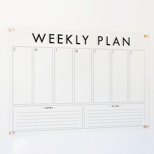 Dry-Erase Weekly Acrylic Wall Calendar - Multiple Sizes Available