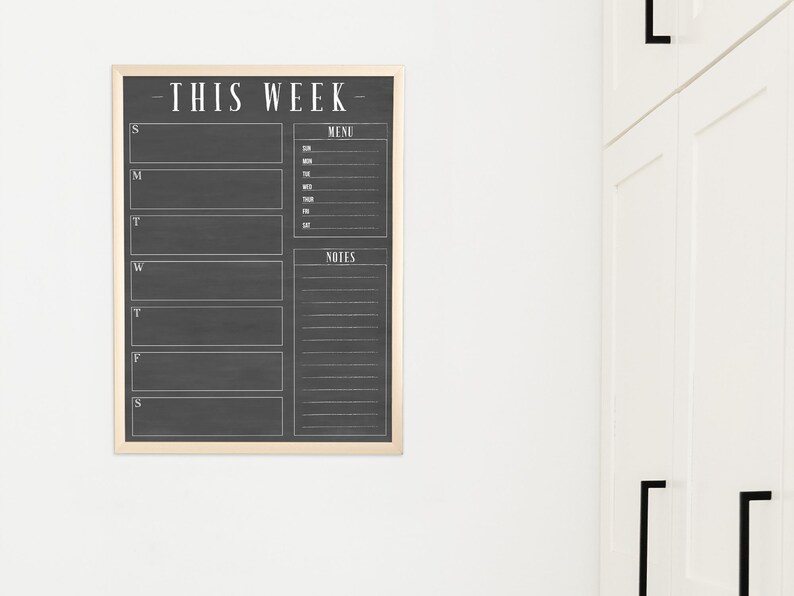 18x24 Weekly Calendar, Weekly Chalkboard Dry Erase Planner, Custom Framed Calendar for Command Center, Modern Simple Farmhouse 1864 image 9