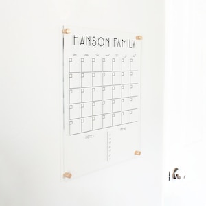 Personalized Acrylic Calendar Monthly for Wall , Family Planner 2025 , Dry Erase Board with notes , Acrylic Wall Calendar for Home or Office