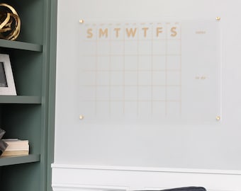 Gold Acrylic Wall Calendar, Minimalist Monthly or Weekly Dry Erase Boards Available, Board for Office/Home, HUGE SALE!