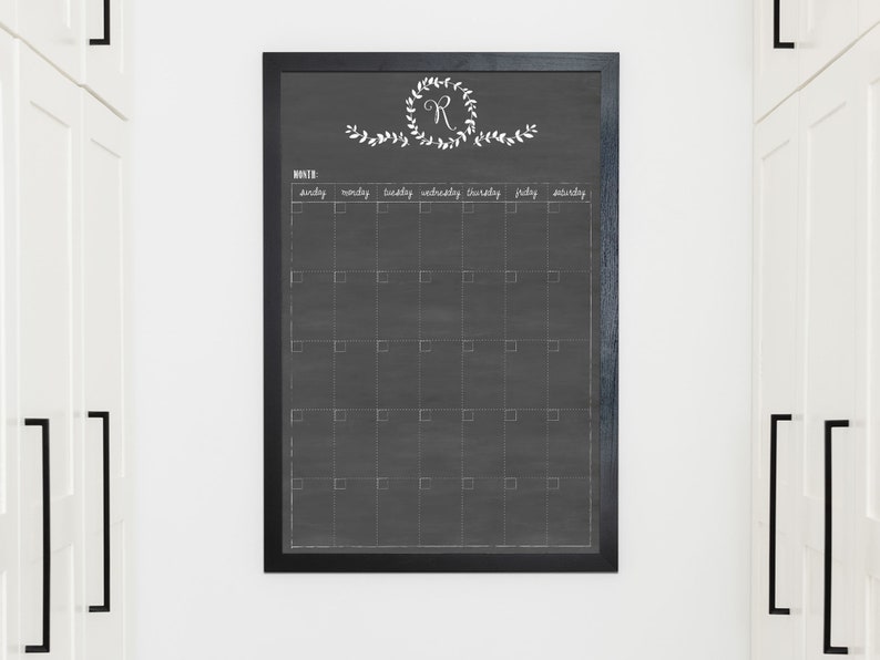 24x36 Monogram Calendar Dry Erase Calendar Family Calendar Etsy