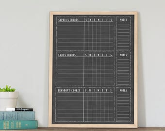 3 Kids Chore Chart, Dry Erase Chalkboard for Children's Chores, Kids's Responsibility Chart For Wall, Homework Tracking Board
