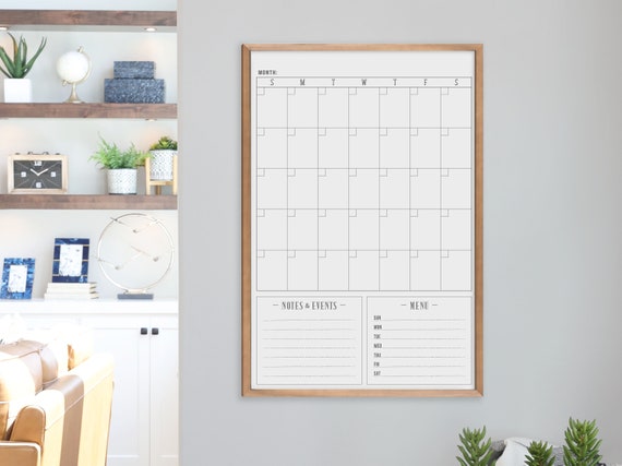 Large Dry Erase Monthly Wall Calendar Framed Wall Calendar Magnetic Calendar  Option - Etsy