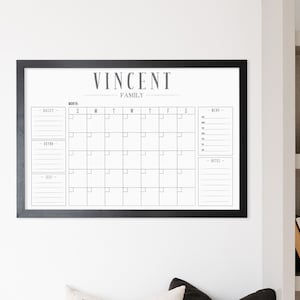 Command Center Calendar | Large Wall Calendar | Dry erase calendar | Framed Calendar | 24x36