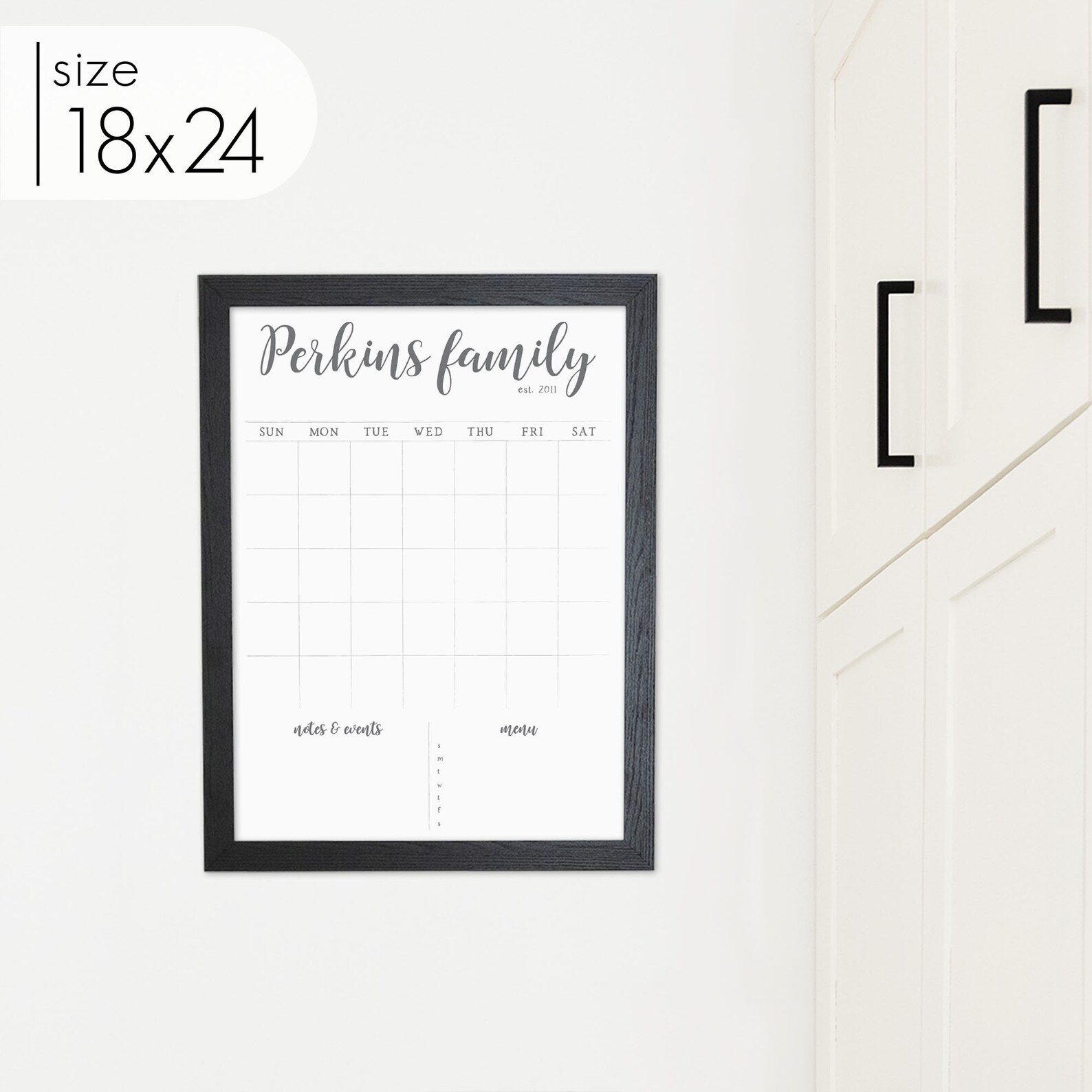 Whiteboard Wall Calendar Personalized for Your Family Dry Erase