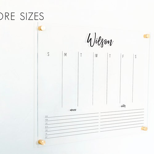 Acrylic Calendar Weekly Large Wall Calendar Dry Erase Etsy