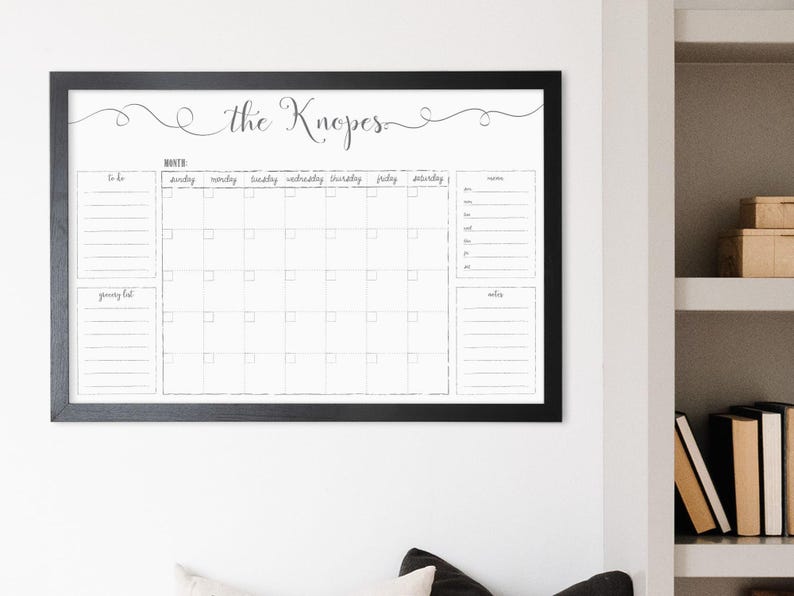Dry Erase Wall Calendar, 2025 Family Calendar For Wall, Framed Family Organization Board, Forever Wall Calendar, Reusable Dry Erase Calendar