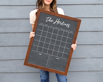 Dry Erase Chalkboard Calendar, Personalized and Framed for Wall