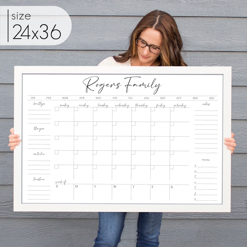Framed Calendar For Wall, Monthly Calendar with Weekly View and 6 Custom Sections, Dry Erase, Personalized, Back to School, Command Center image 8