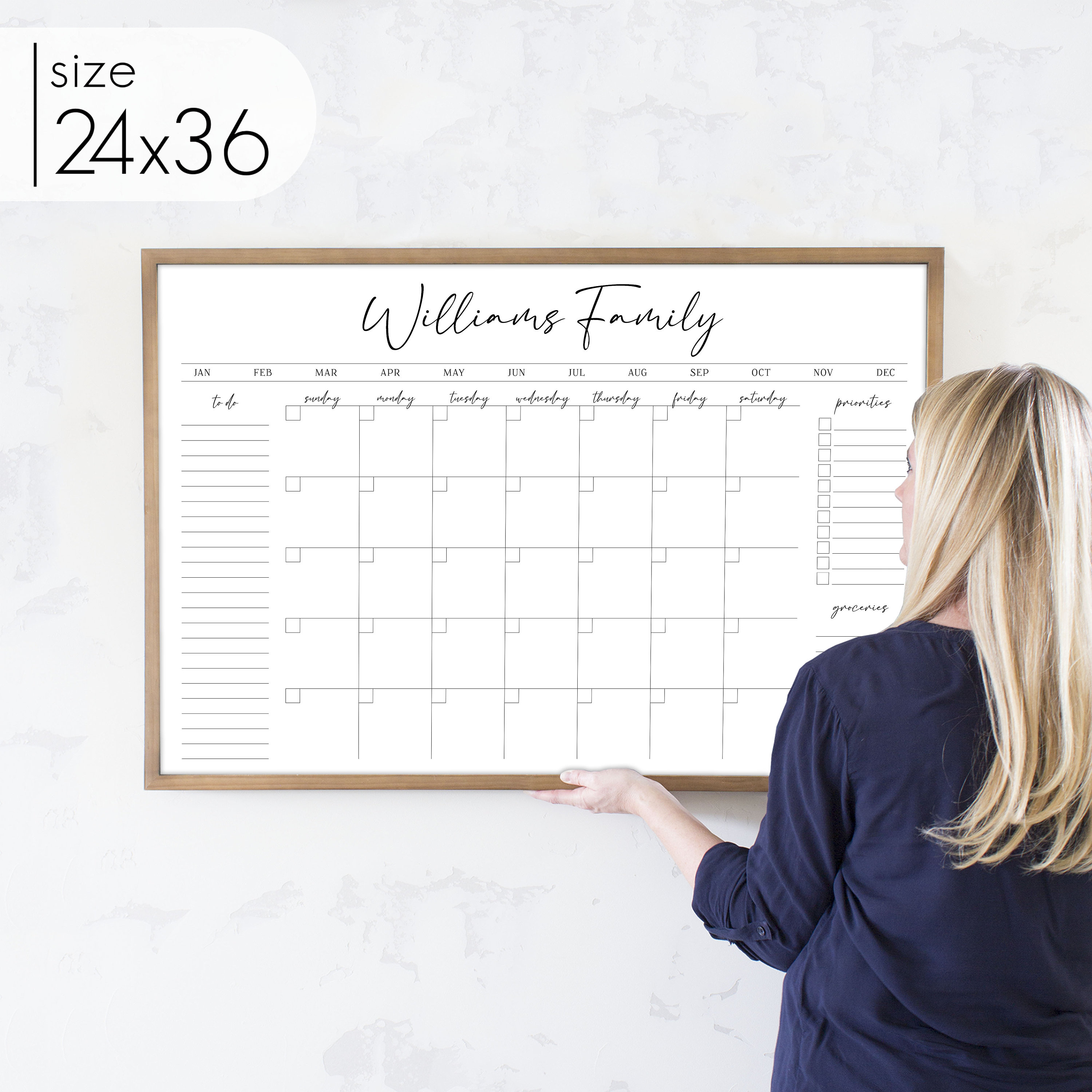 Personalized Acrylic Wall Calendar w/ 2 Boxes + Quote