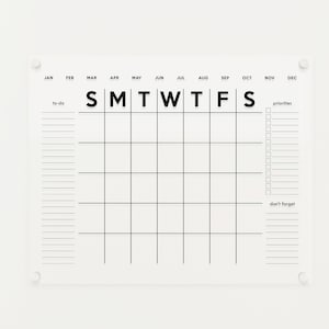 Acrylic Calendar for Wall | Dry Erase Reusable Clear Acrylic Calendar for Home or Office | 2025 Minimalist Wall Calendar