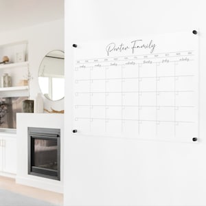 Monthly Acrylic Calendar for wall , Acrylic Family Planner , Dry Erase Monthly Calendar , Personalize Wall Planner