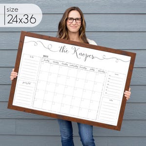 Dry Erase Wall Calendar, 2025 Family Calendar For Wall, Framed Family Organization Board, Forever Wall Calendar, Reusable Dry Erase Calendar