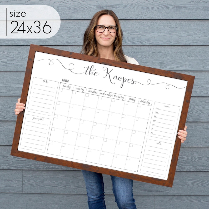 Dry Erase Wall Calendar, 2025 Family Calendar For Wall, Framed Family Organization Board, Forever Wall Calendar, Reusable Dry Erase Calendar