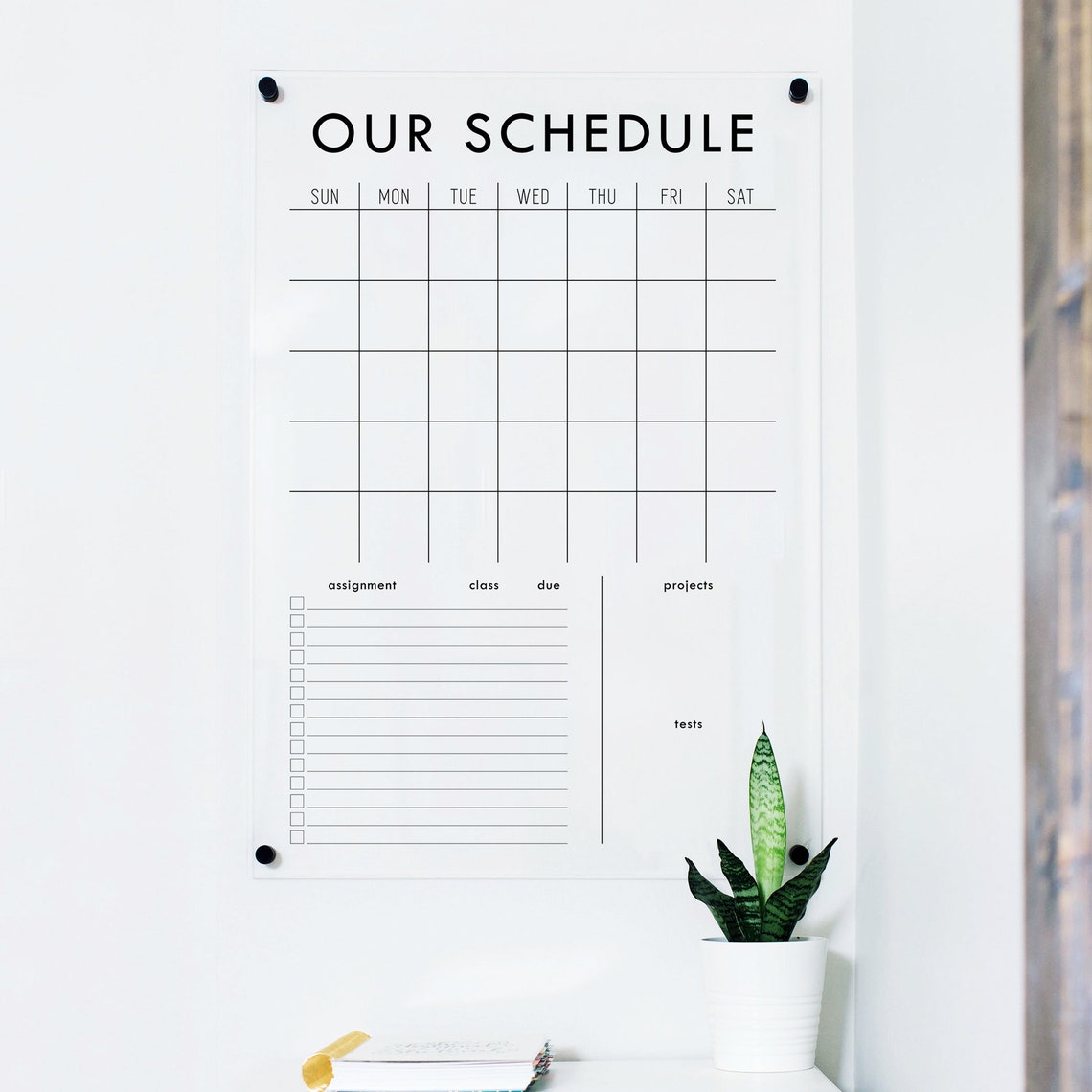School Wall Calendar Homeschool Calendar Acrylic Dry Etsy