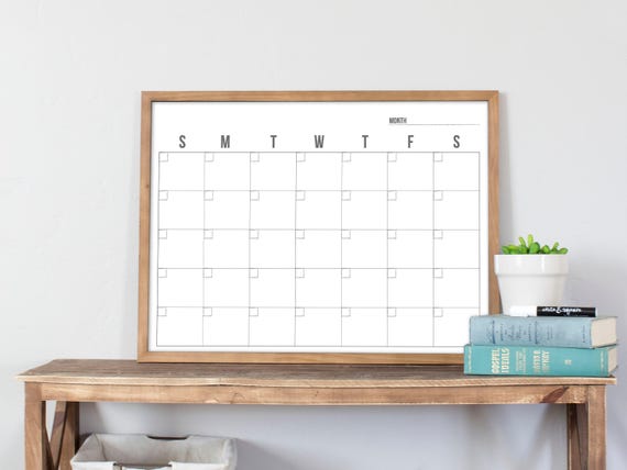 Minimalist Dry Erase Framed Calendar for Wall Whiteboard, Not Personalized, Framed Calendar for Office, Kitchen or Home | Dwyer