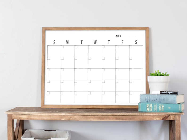 Minimalist Dry Erase Framed Calendar for Wall Whiteboard, Not Personalized, Framed Calendar for Office, Kitchen or Home | Dwyer