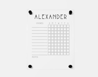 Personalized Chore Chart for Child | Custom Chore Chart for Girl or Boy dry erase clear acrylic minimalist homeschool