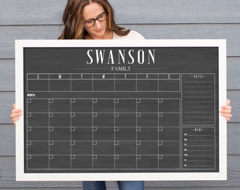 2024 Weekly and Monthly Calendar | Weekly & Monthly Combo | Chalkboard Calendar | Reusable Dry Erase Family Organization Wall Calendar