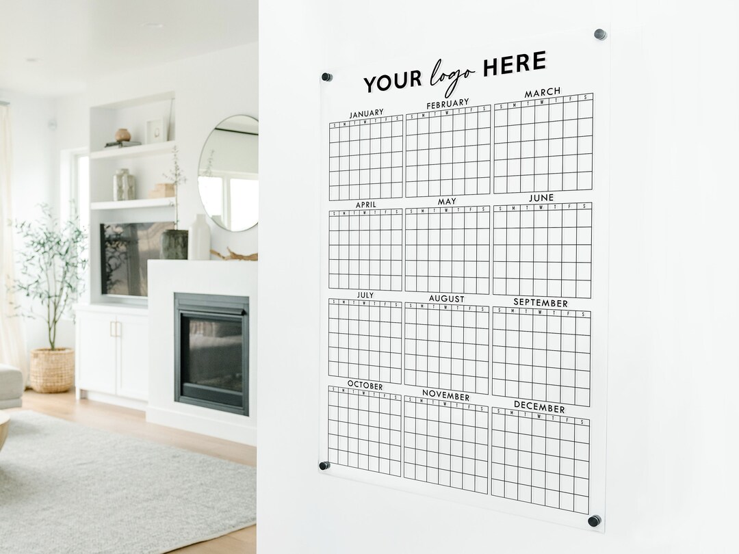 At A Glance Calendar With Logo | Dry Erase Acrylic Office Yearly ...