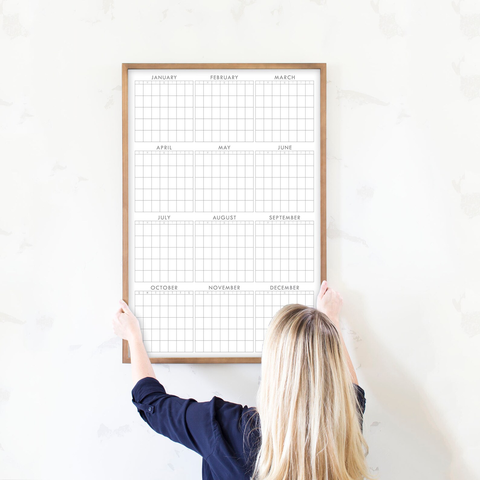 Year At A Glance Calendar Large Dry Erase 12 Month Whiteboard Etsy