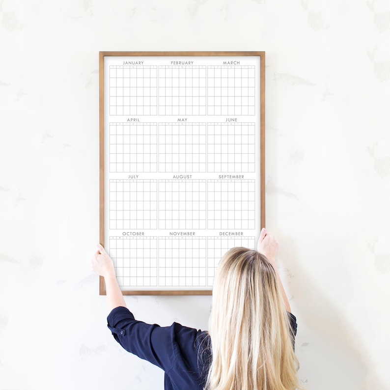 Year at a Glance Calendar Large DryErase 12 month Whiteboard Etsy