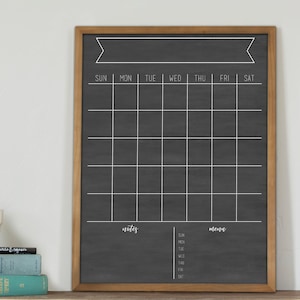 Minimalist Dry Erase Chalkboard Calendar w/ Customized Bottom Boxes