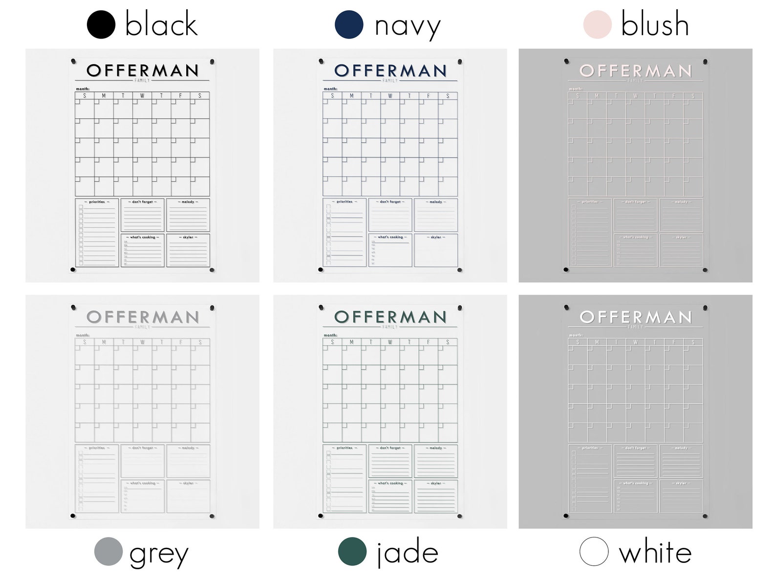 Forever Calendar Large Family Acrylic Calendar 38118 Etsy