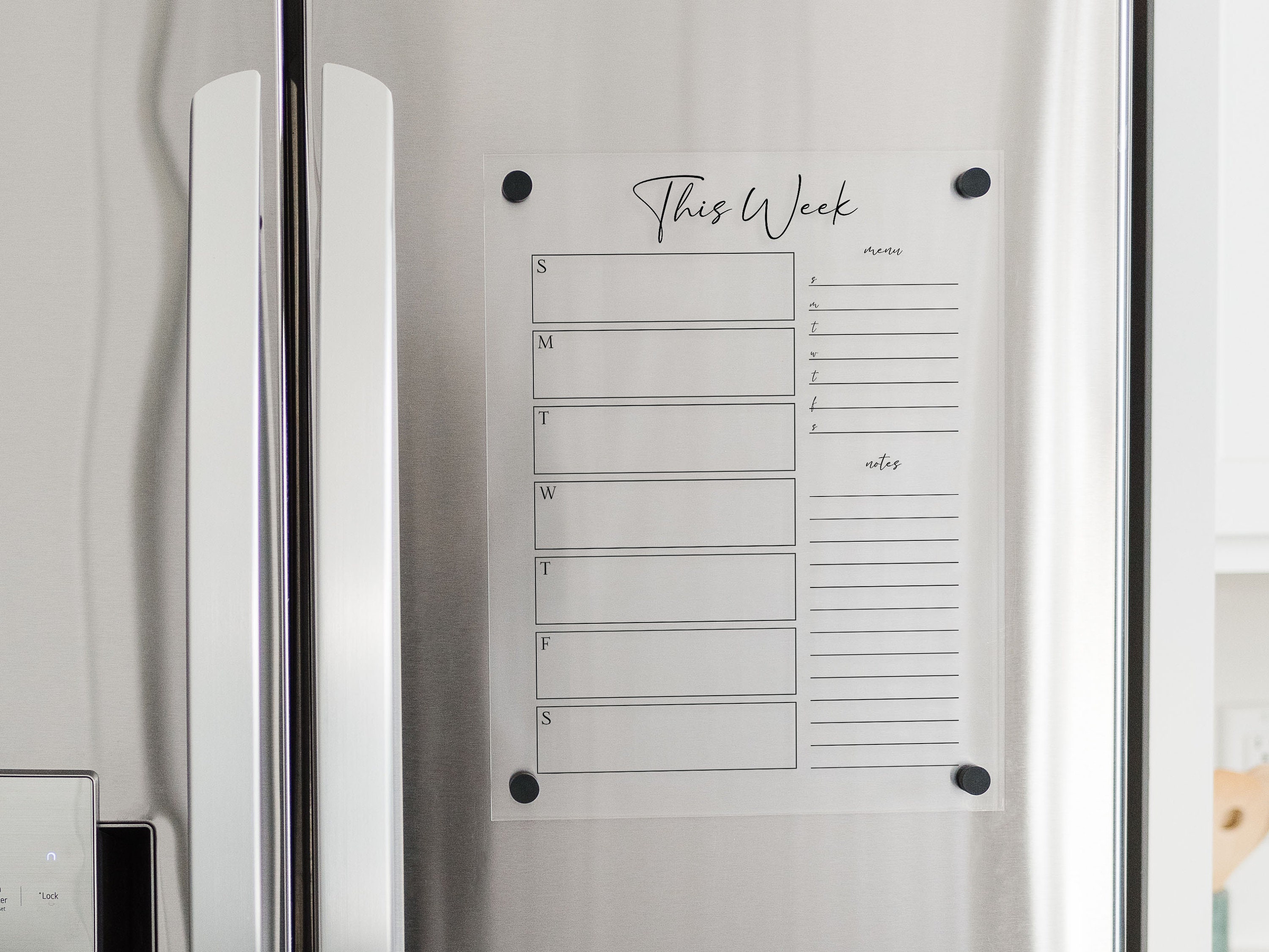 Dry Erase Board Acrylic Meal Planner Magnetic Menu Board for Kitchen Fridge  2023