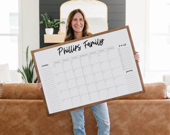 Framed Dry Erase Calendar: Monthly Planner with Notes Sections