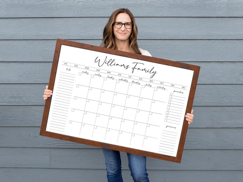 Personalized Dry Erase Wall Calendar with Custom To do list and Notes