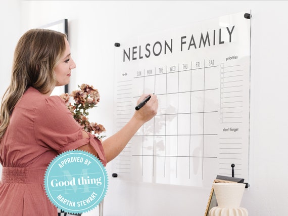 Large Acrylic Calendar, Personalized, Dry Erase Monthly Acrylic