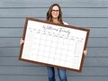 Framed Dry Erase Whiteboard Calendar with Personalized Title and Custom Side Sections