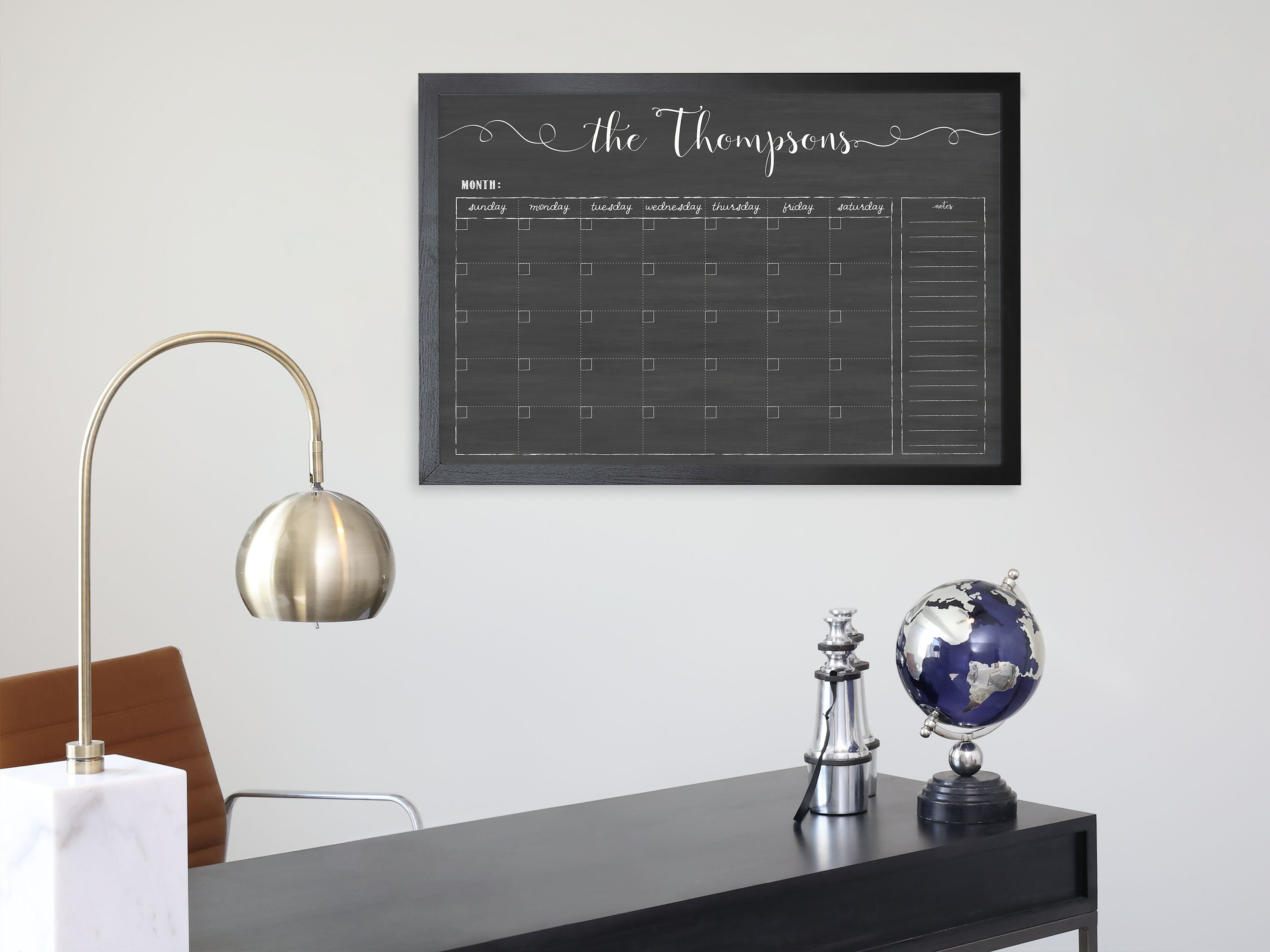 Family Chalkboard Calendar , Landscape 36 X 24 Chalkboard Dry Erase  Calendar 3632 