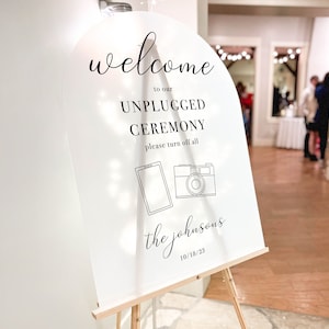 Personalized Unplugged Ceremony Sign on Frosted Acrylic | Wedding Signage Welcome Unplugged Ceremony Sign with Custom Names